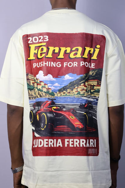 Scuderia Ferrari Pushing for Pole Oversized T-Shirt