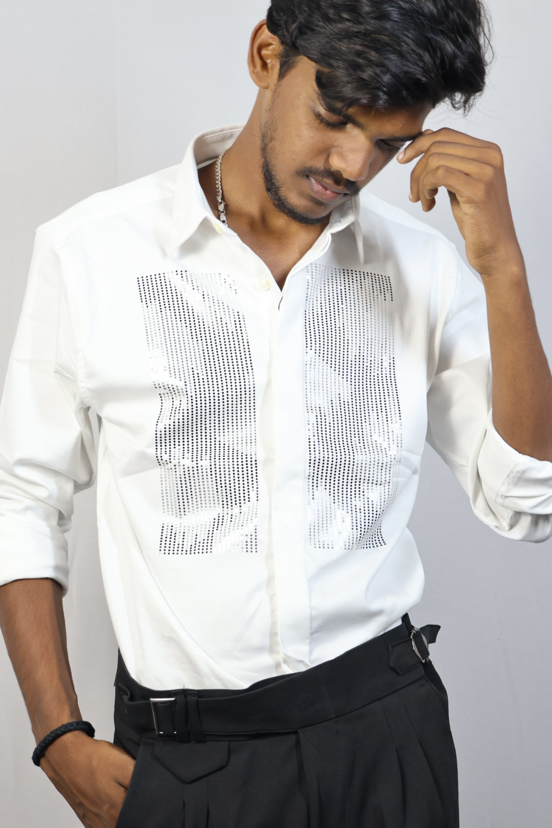 Dragon Embroidered Red Shirt & Black Trousers Set