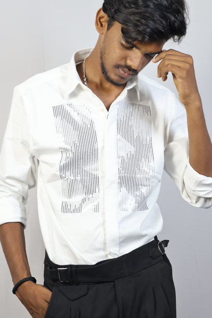 Dragon Embroidered Red Shirt & Black Trousers Set