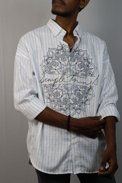 Burgundy Henley Shirt with Contrast Stitching