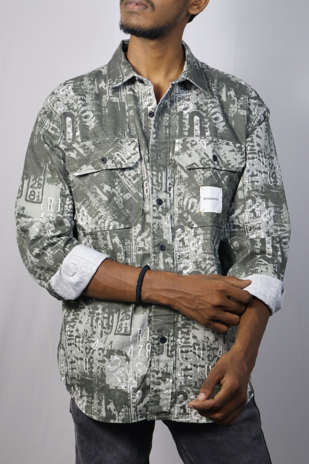 Forest Green Corduroy Shirt with Button Details