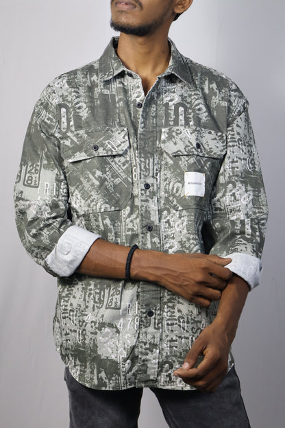 Forest Green Corduroy Shirt with Button Details