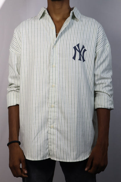 Charcoal Grey Flannel Shirt with Striped Accents