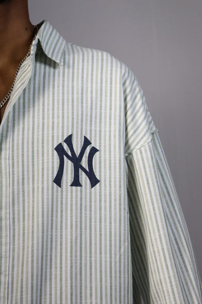 Charcoal Grey Flannel Shirt with Striped Accents