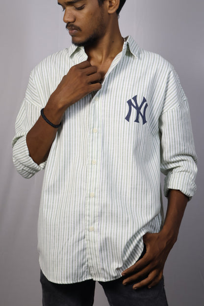 Charcoal Grey Flannel Shirt with Striped Accents