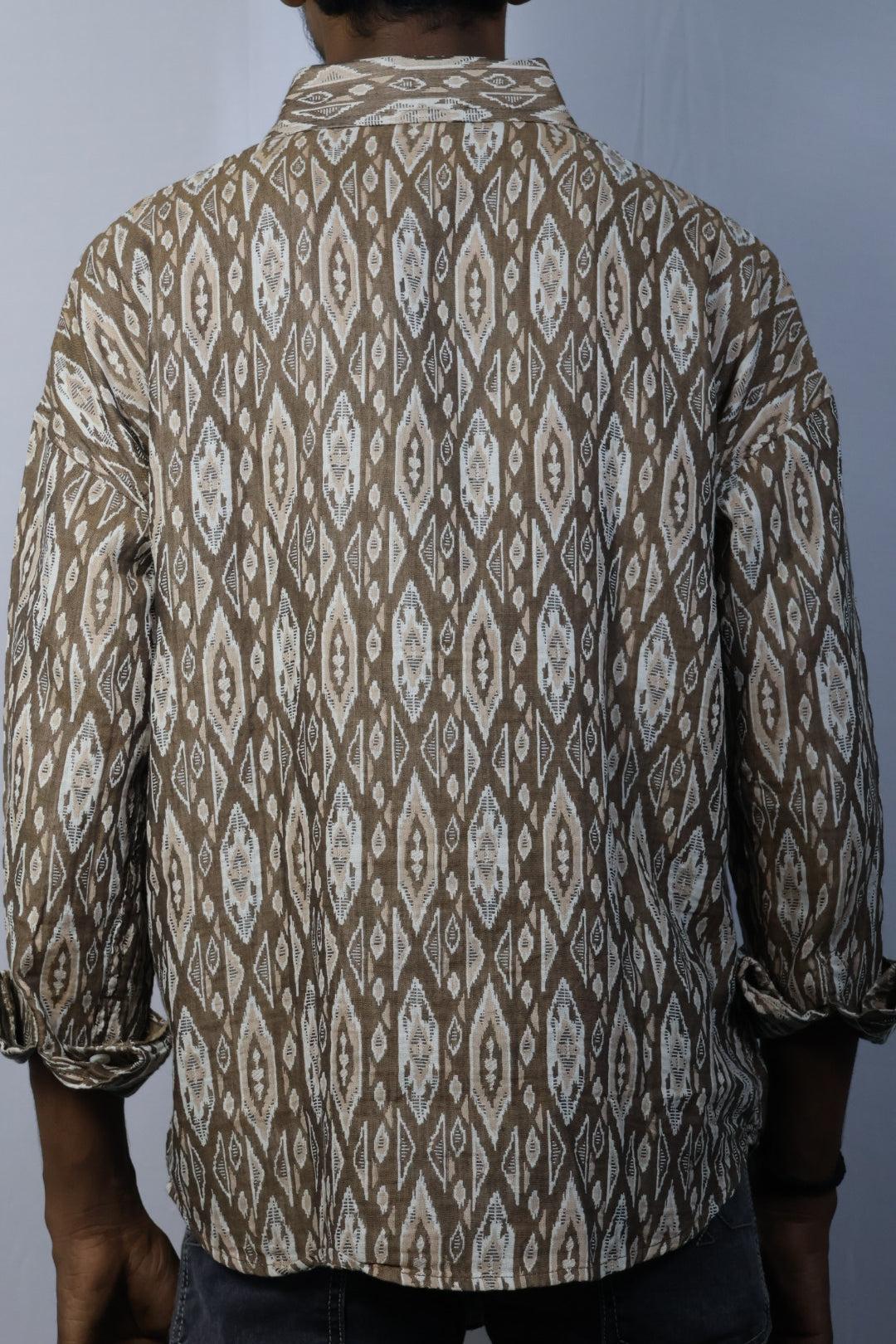 Brown Ikat Printed Cotton Shirt