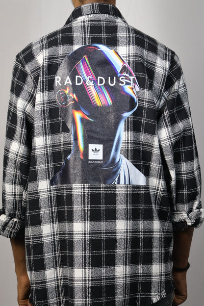 Black & White Plaid Shirt with "Rad & Dust" Back Print