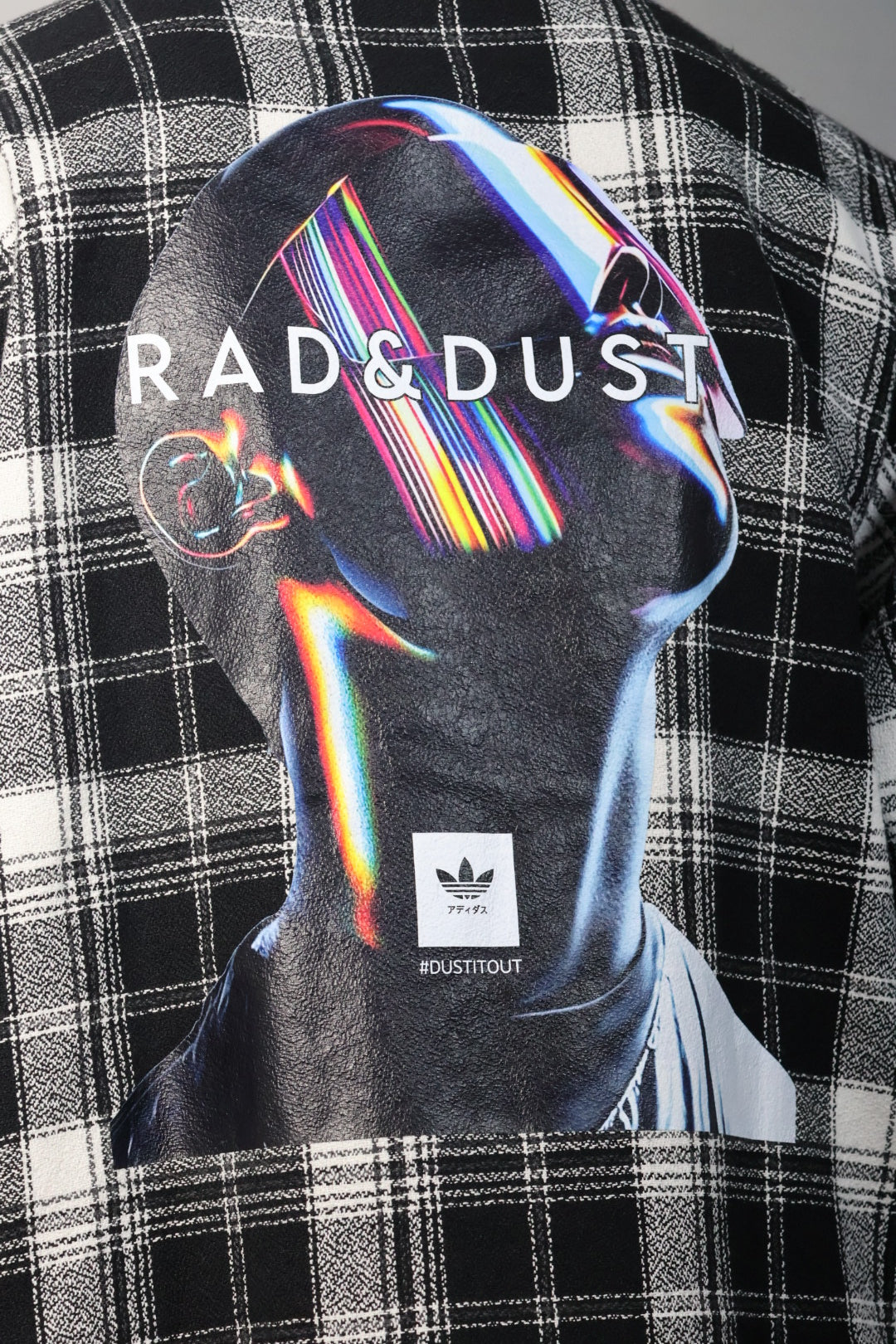 Black & White Plaid Shirt with "Rad & Dust" Back Print