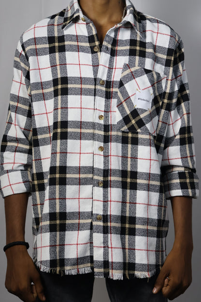 Black & White Plaid Shirt with "Rad & Dust" Back Print