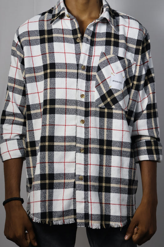 Black & White Plaid Shirt with "Rad & Dust" Back Print