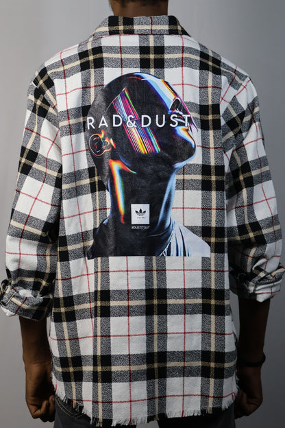 Black & White Plaid Shirt with "Rad & Dust" Back Print