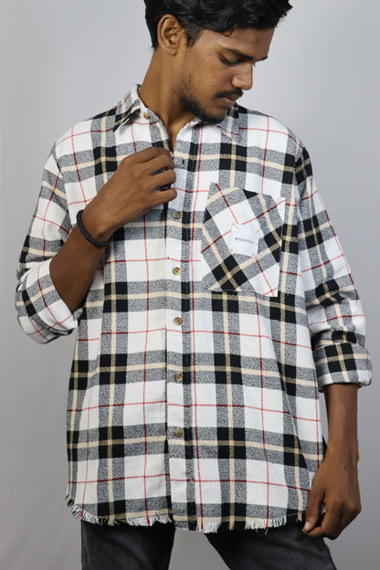 Black & White Plaid Shirt with "Rad & Dust" Back Print