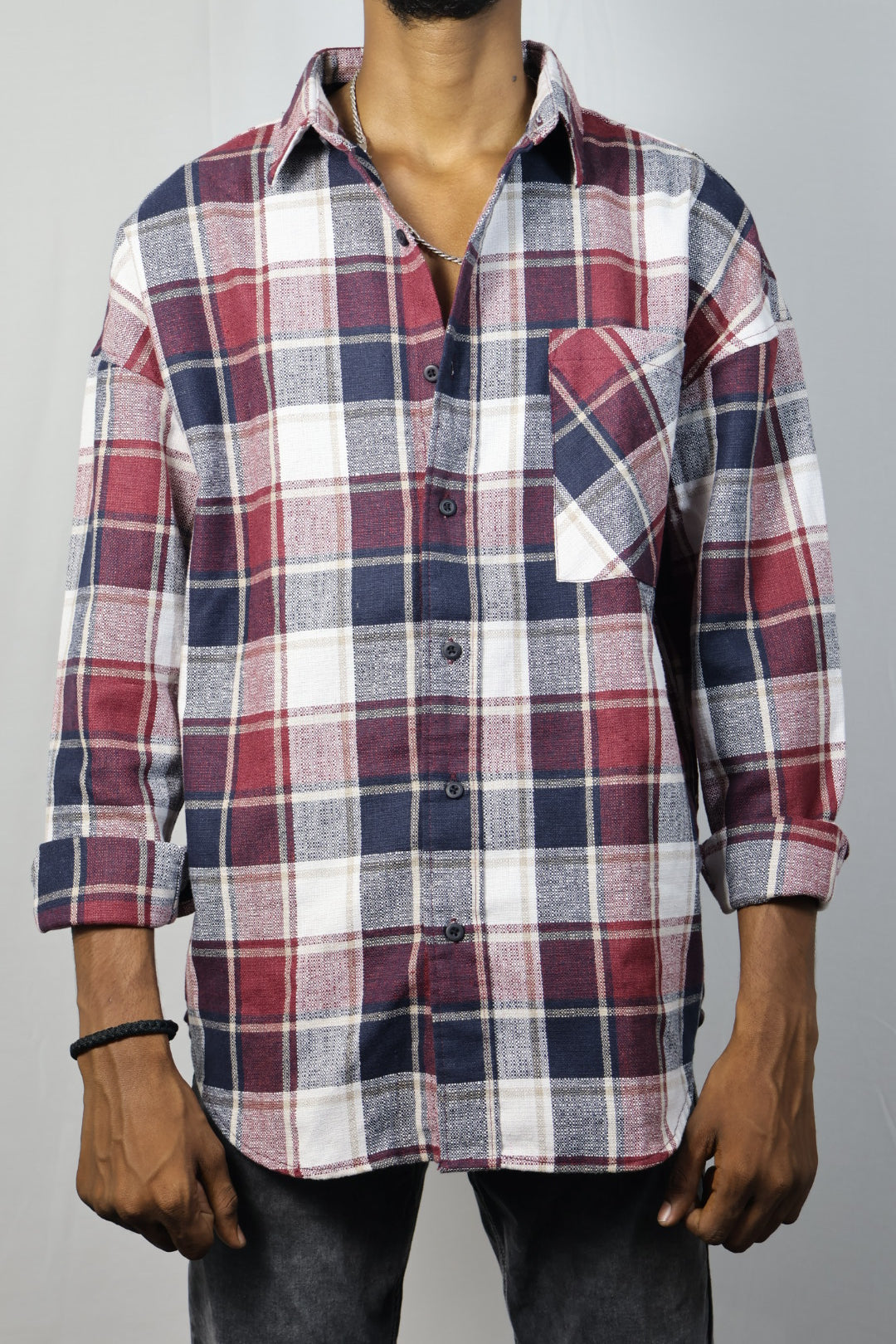 Red Plaid Shirt with Abstract Back Print