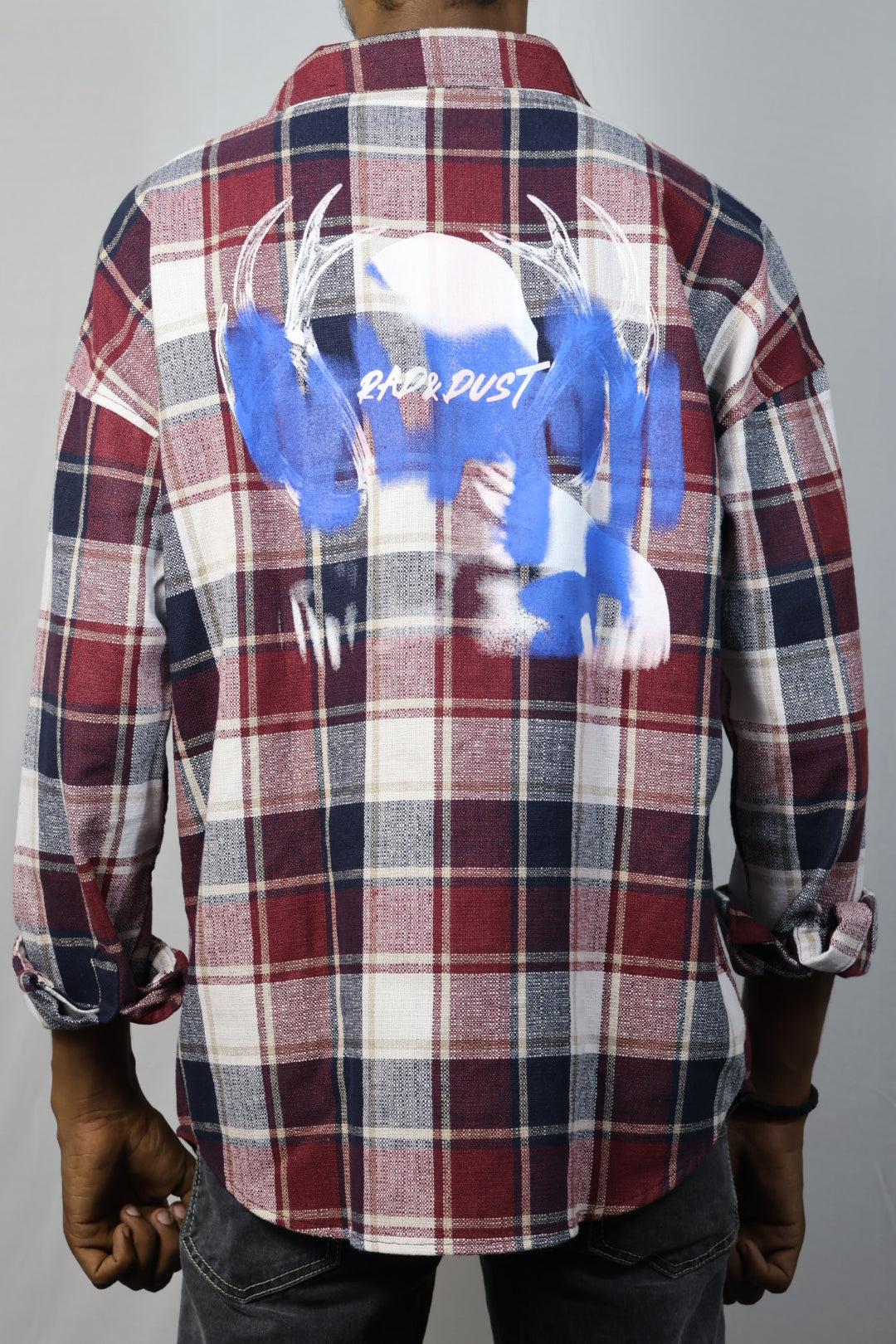 Red Plaid Shirt with Abstract Back Print