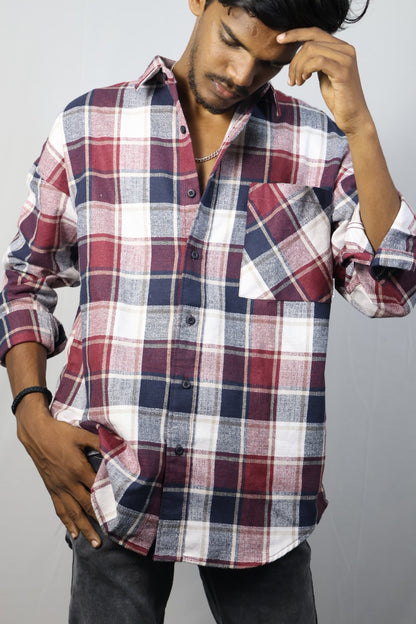 Red Plaid Shirt with Abstract Back Print