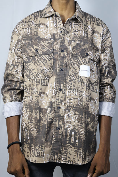 Abstract Number Print Oversized Shirt