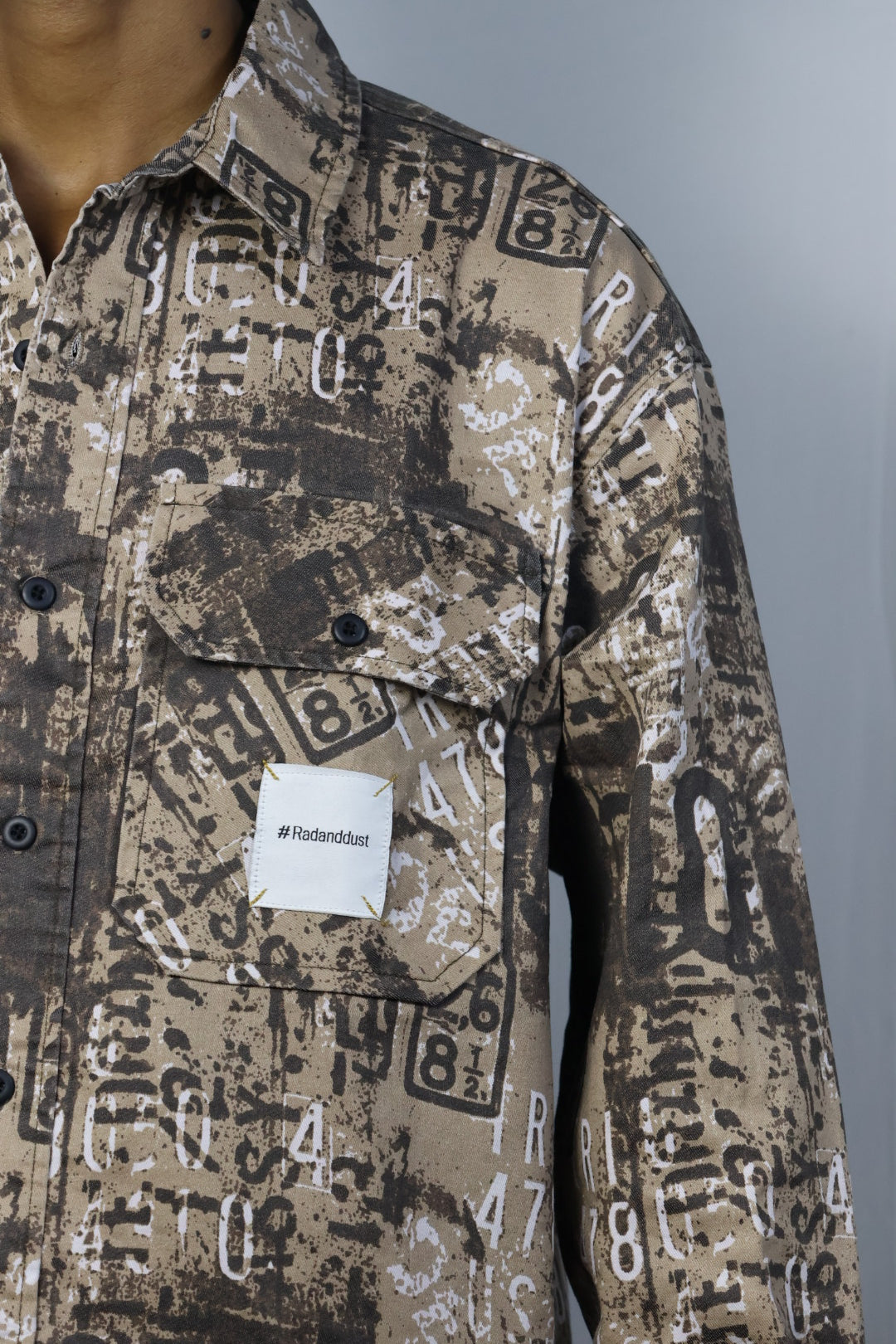 Abstract Number Print Oversized Shirt