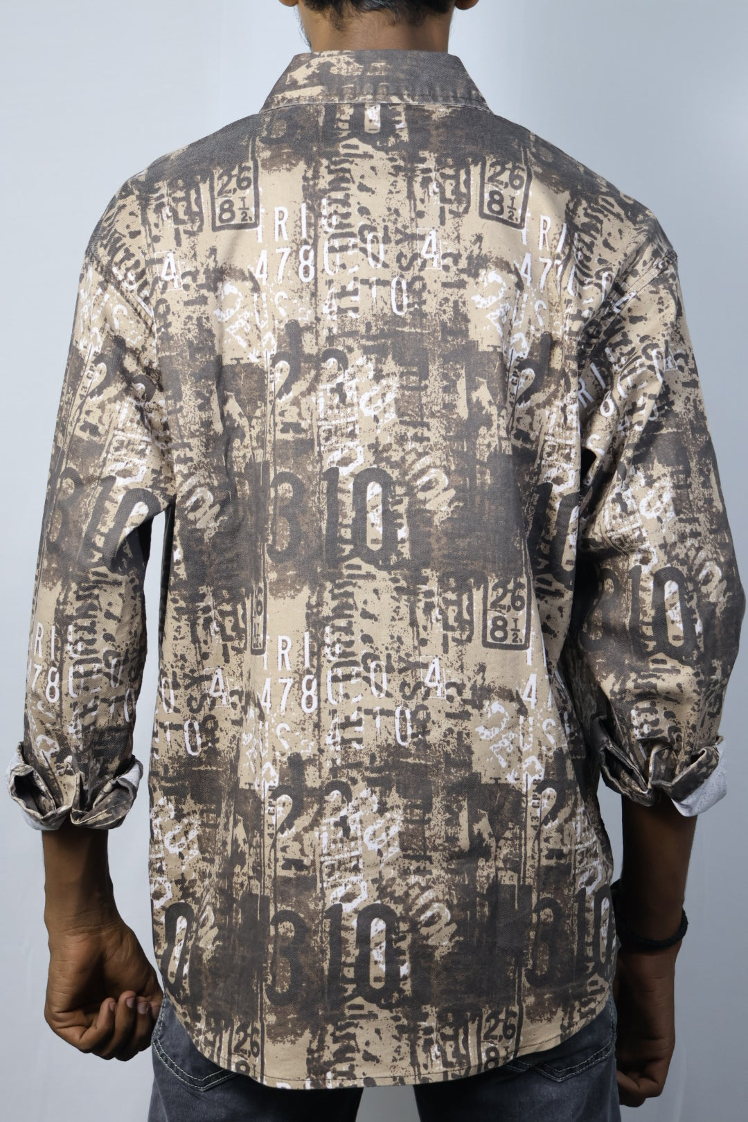 Abstract Number Print Oversized Shirt