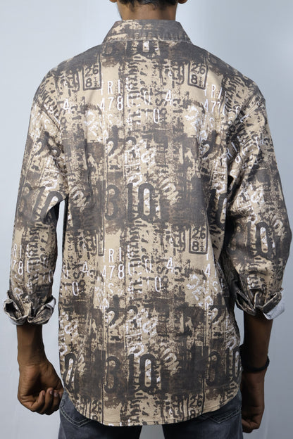 Abstract Number Print Oversized Shirt