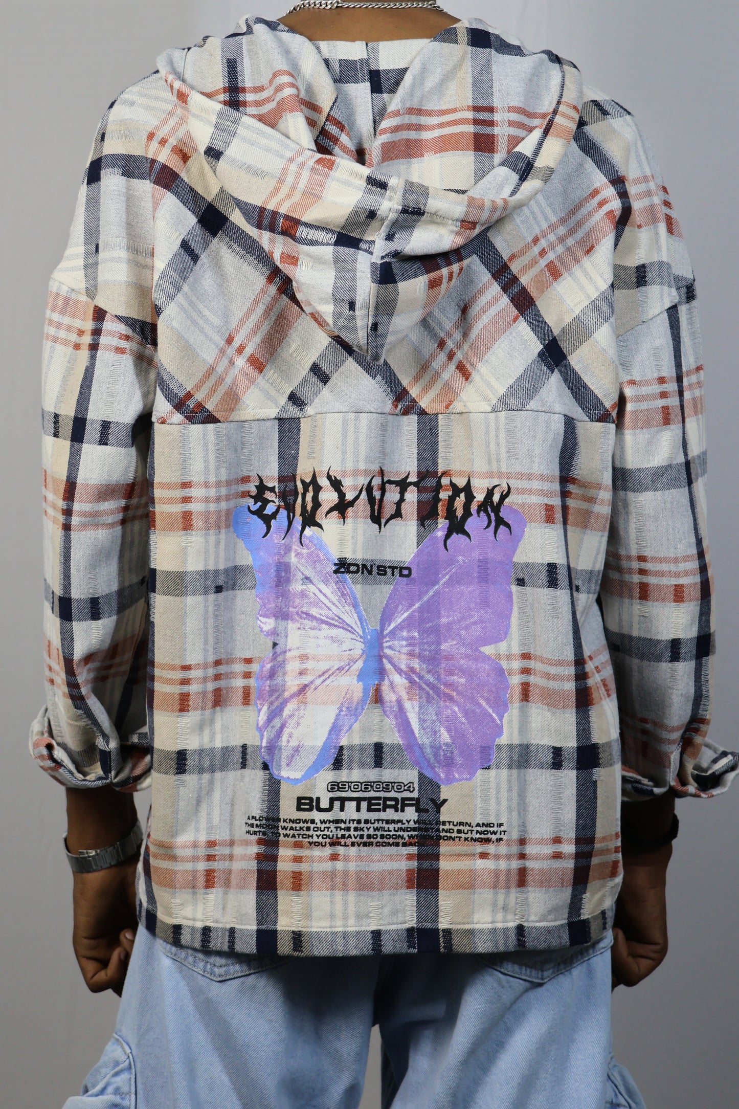 Urban Plaid Hooded Shirt - Butterfly Edition