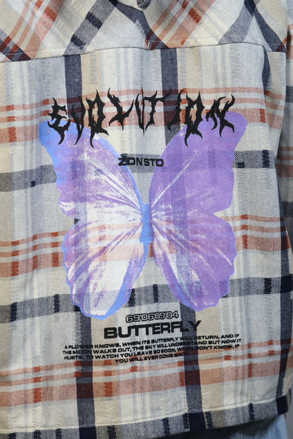 Urban Plaid Hooded Shirt - Butterfly Edition