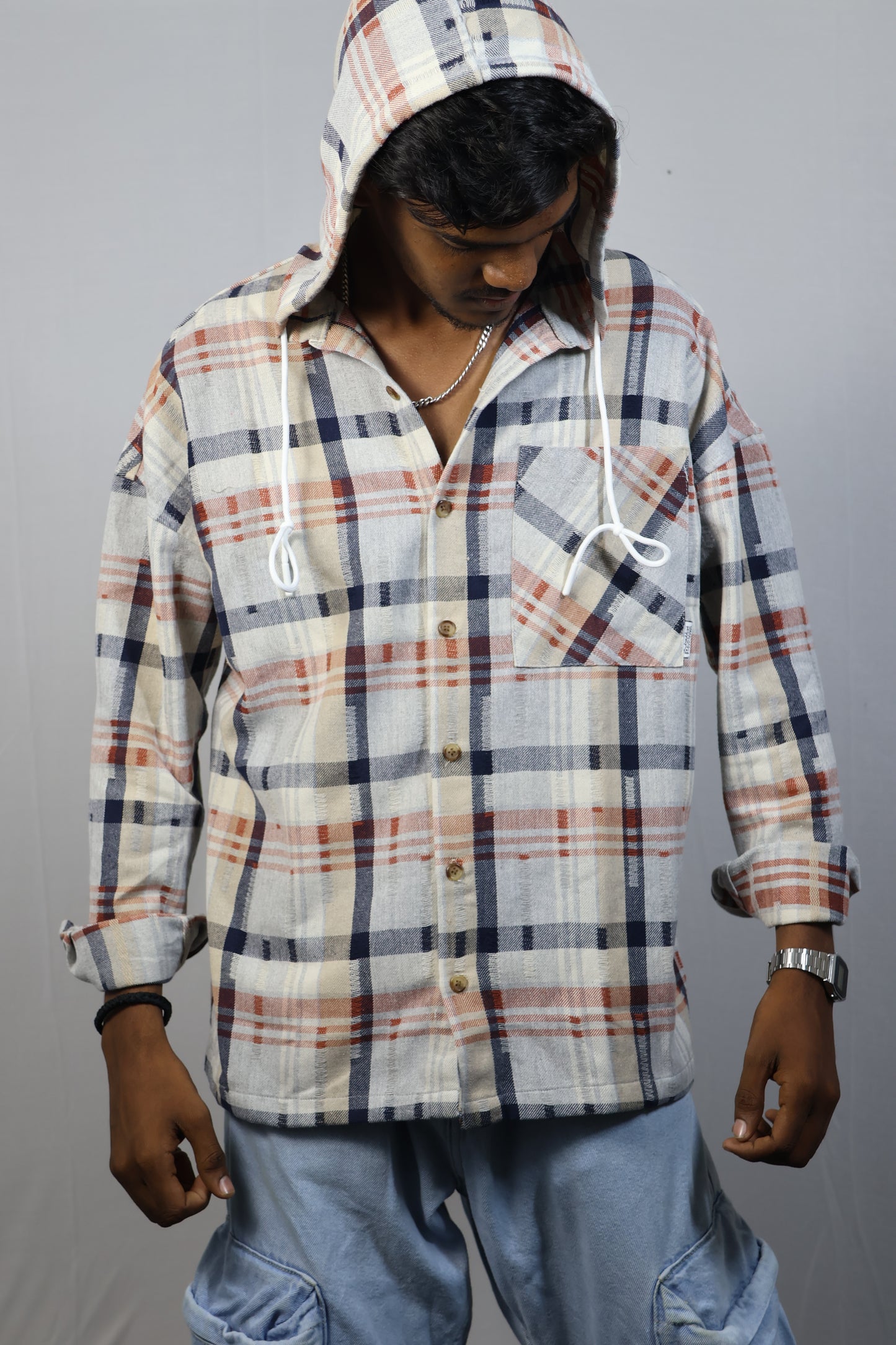 Urban Plaid Hooded Shirt - Butterfly Edition