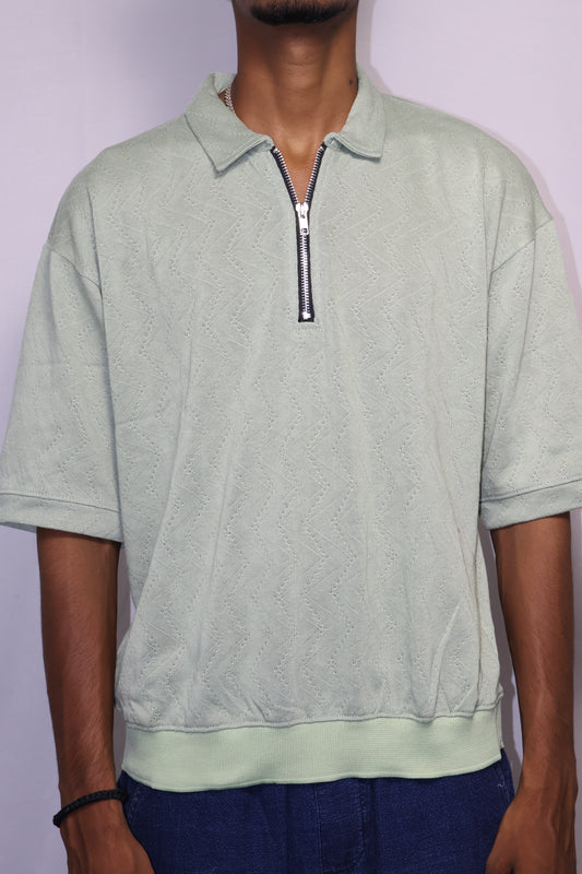 The Heirloom Quarter-Zip Polo | Coastal Sage Luxury