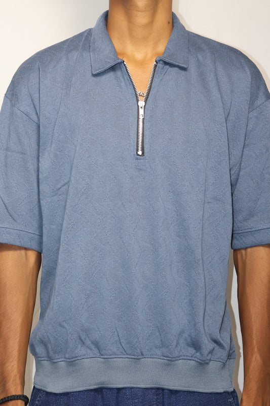 The Blueblood Texture Quarter-Zip Polo | Coastal Quiet Luxury