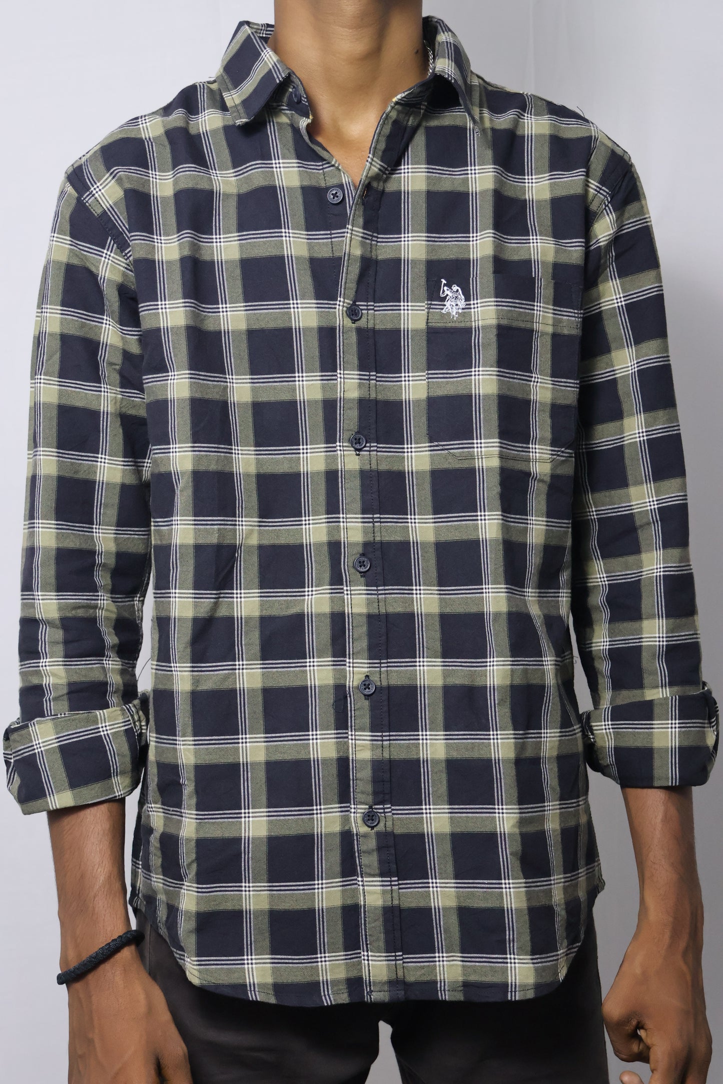The Urban Camo Plaid: Deep Navy & Olive Essential
