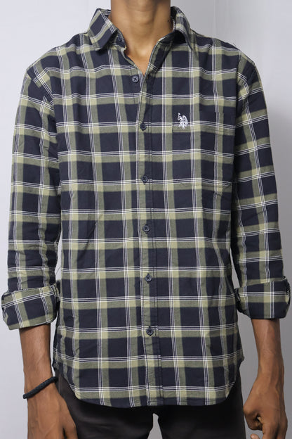 The Urban Camo Plaid: Deep Navy & Olive Essential