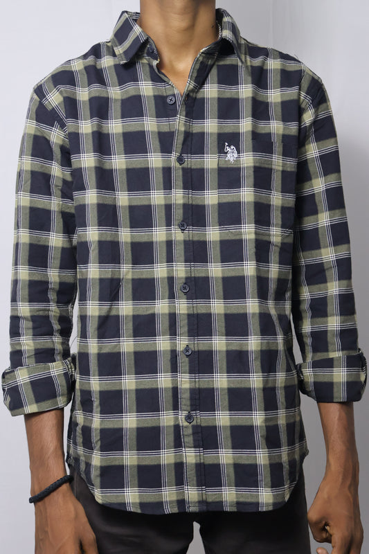 The Urban Camo Plaid: Deep Navy & Olive Essential