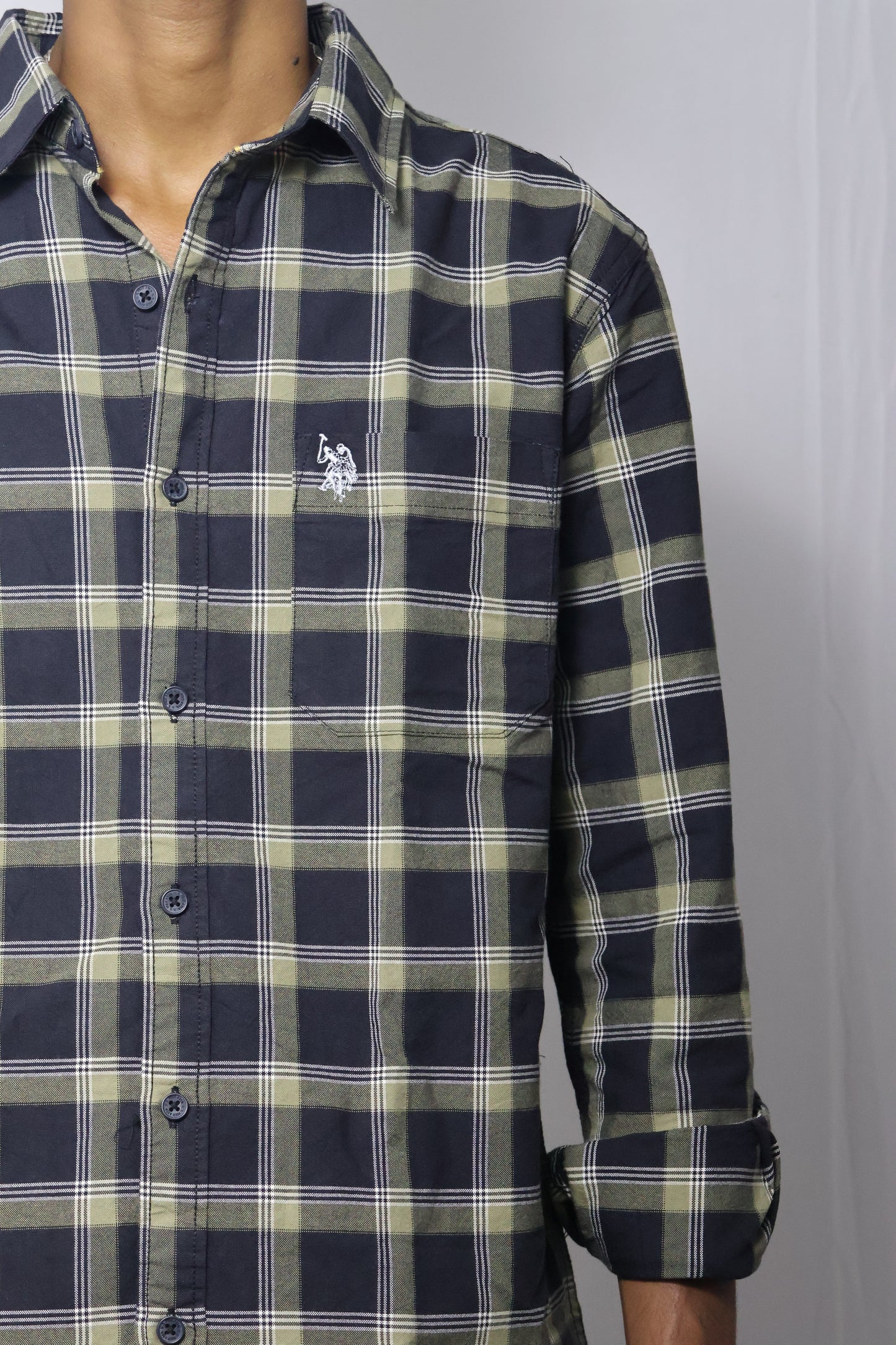 The Urban Camo Plaid: Deep Navy & Olive Essential