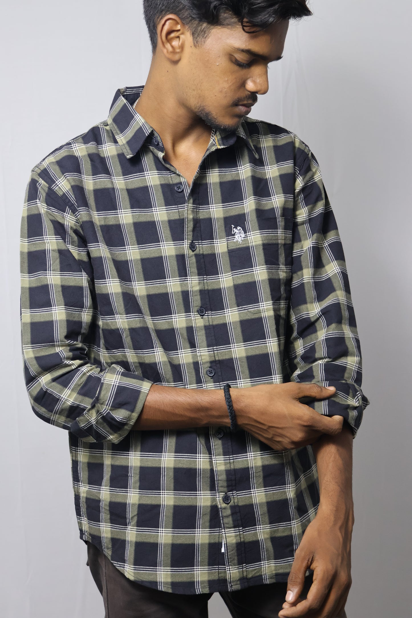 The Urban Camo Plaid: Deep Navy & Olive Essential