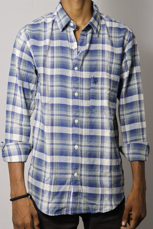 The Breeze Plaid: Light Blue & White Casual Shirt