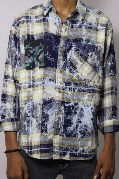 Flame X' Distressed Art Flannel Shirt