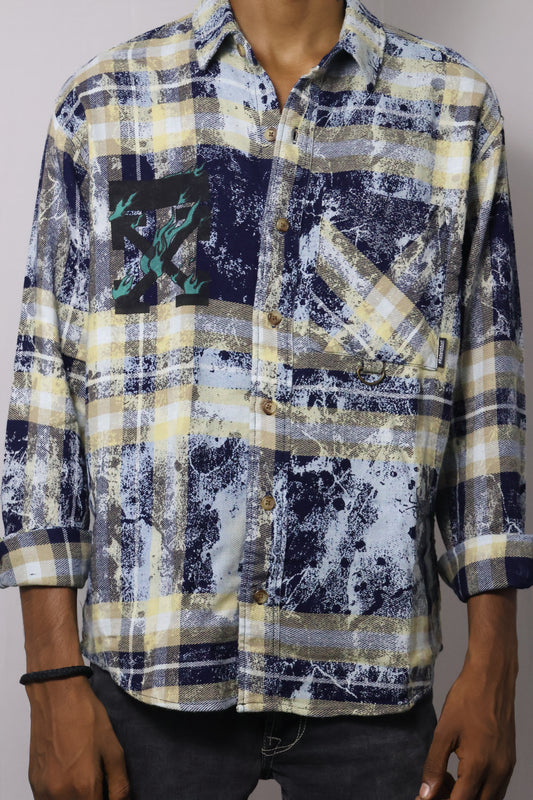Flame X' Distressed Art Flannel Shirt
