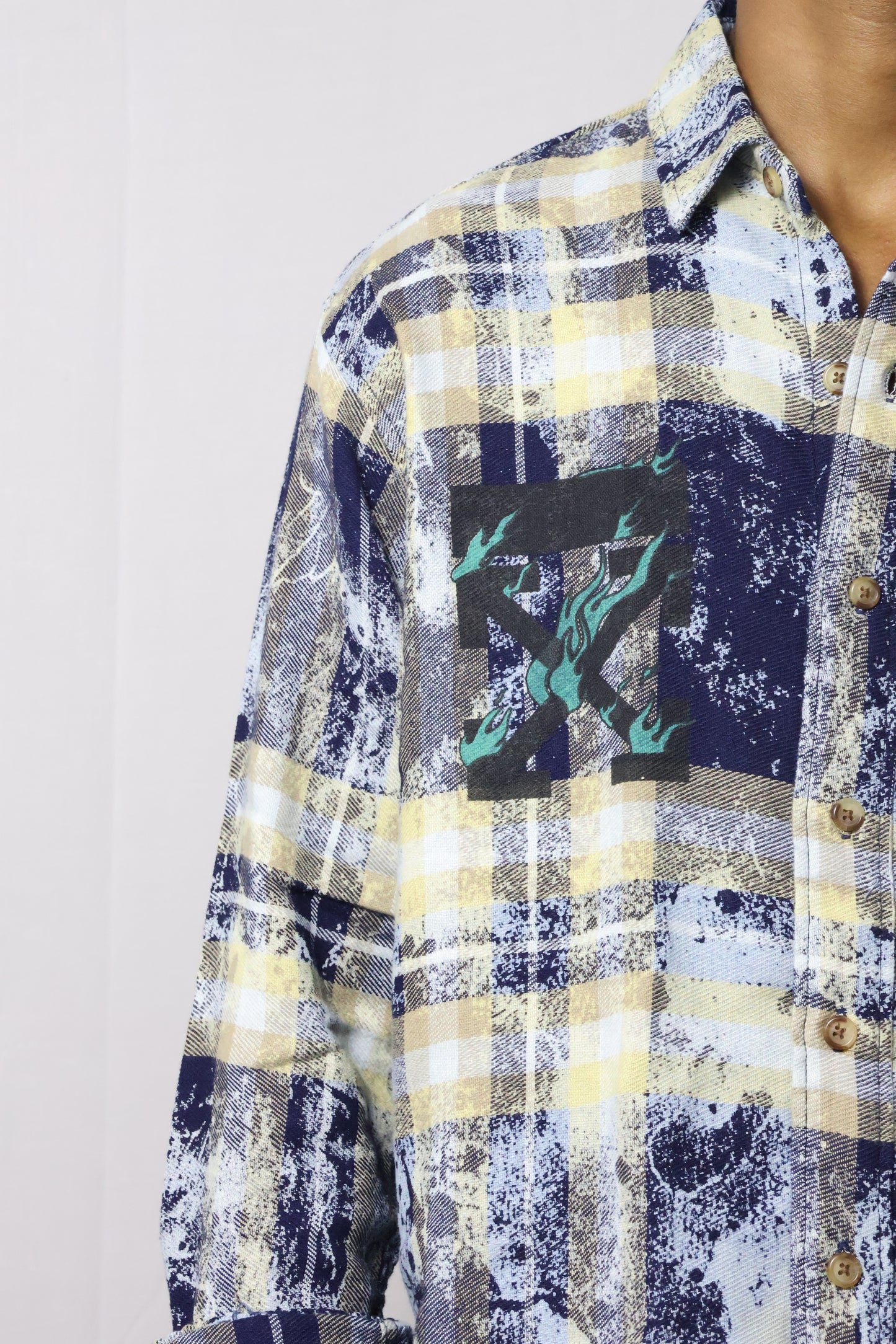 Flame X' Distressed Art Flannel Shirt