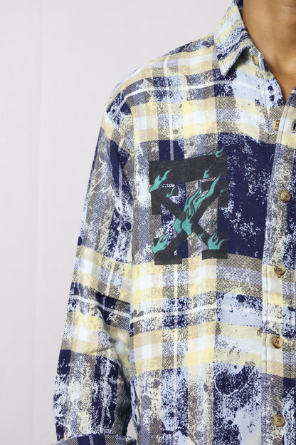 Flame X' Distressed Art Flannel Shirt