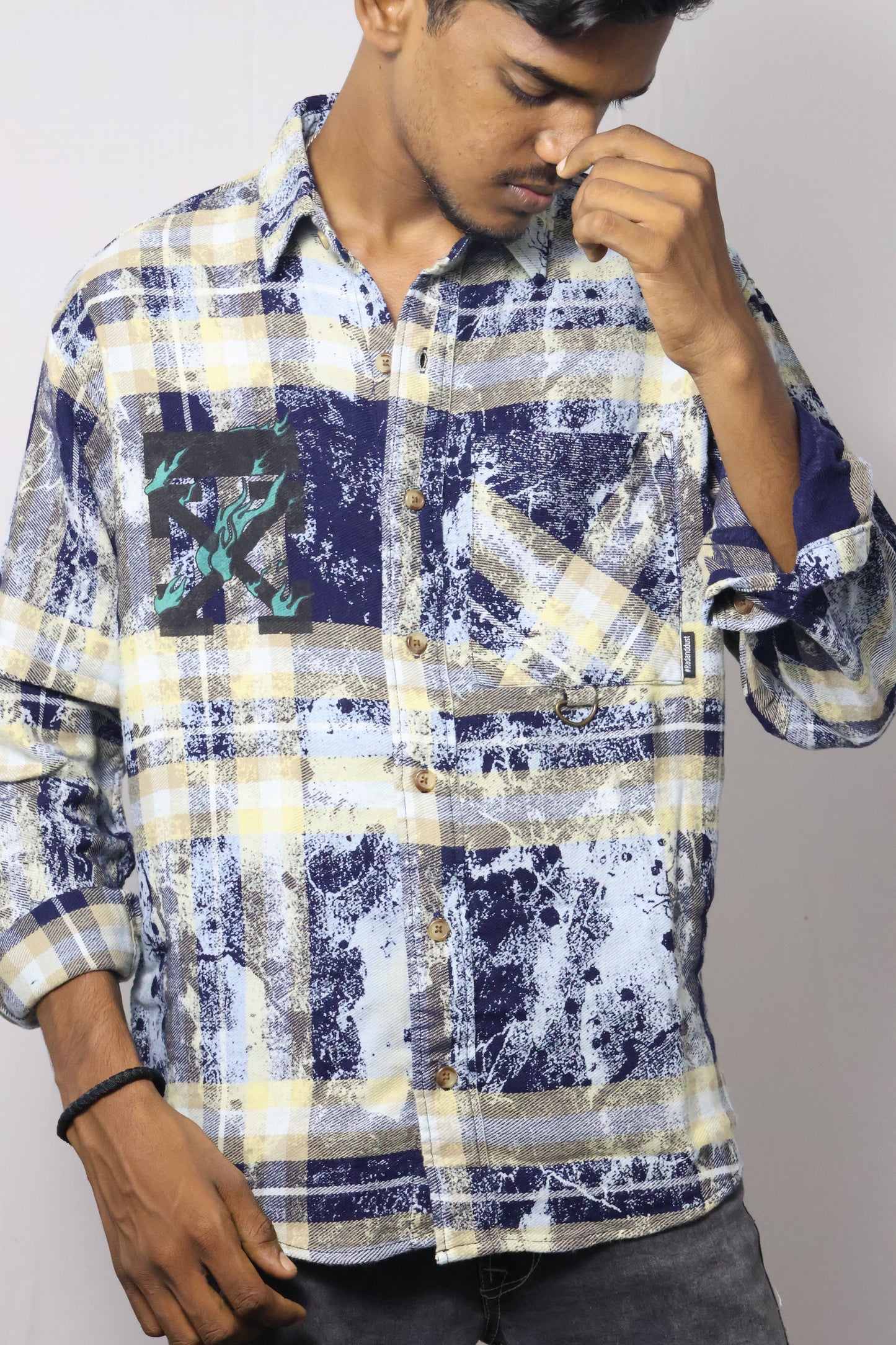 Flame X' Distressed Art Flannel Shirt