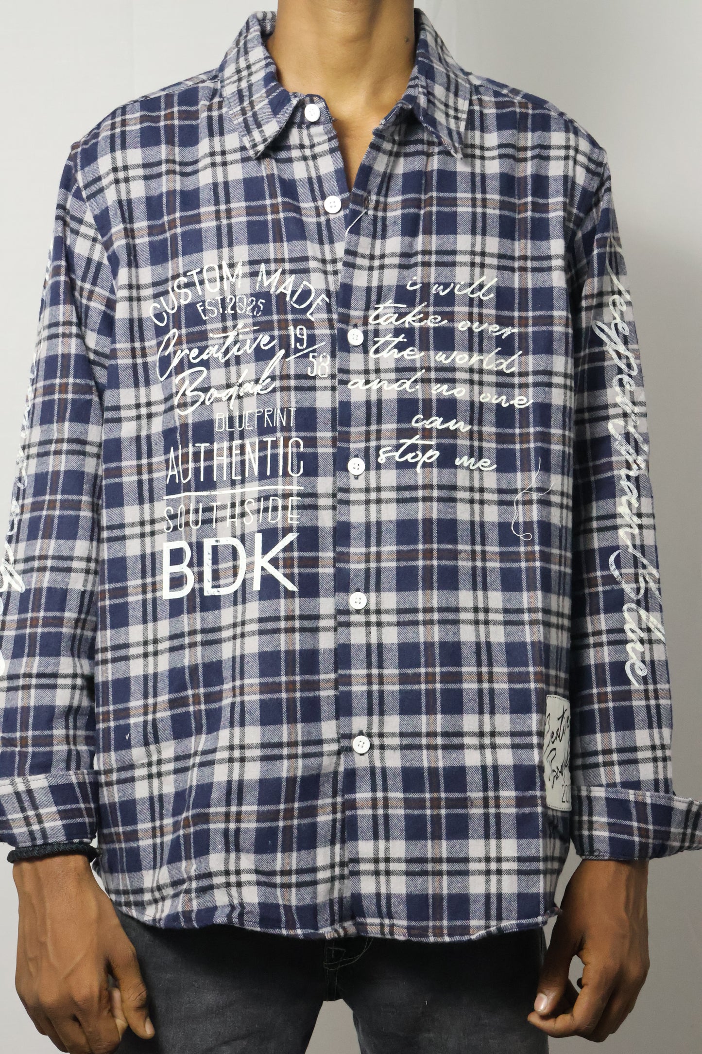 Creative Bodak: The 'Unstoppable' Statement Flannel - Navy Plaid