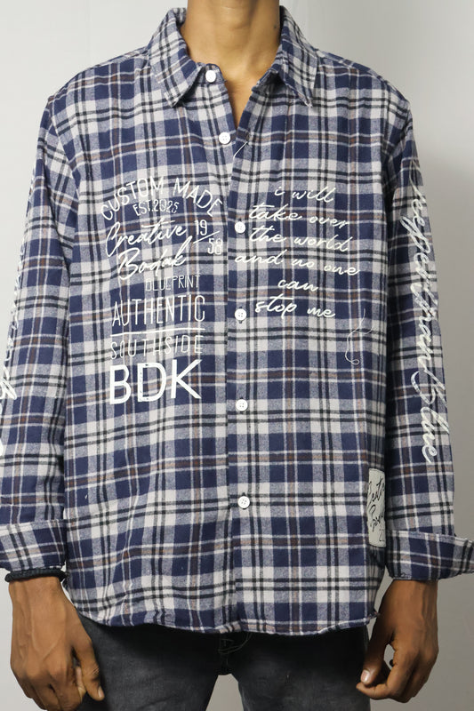 Creative Bodak: The 'Unstoppable' Statement Flannel - Navy Plaid