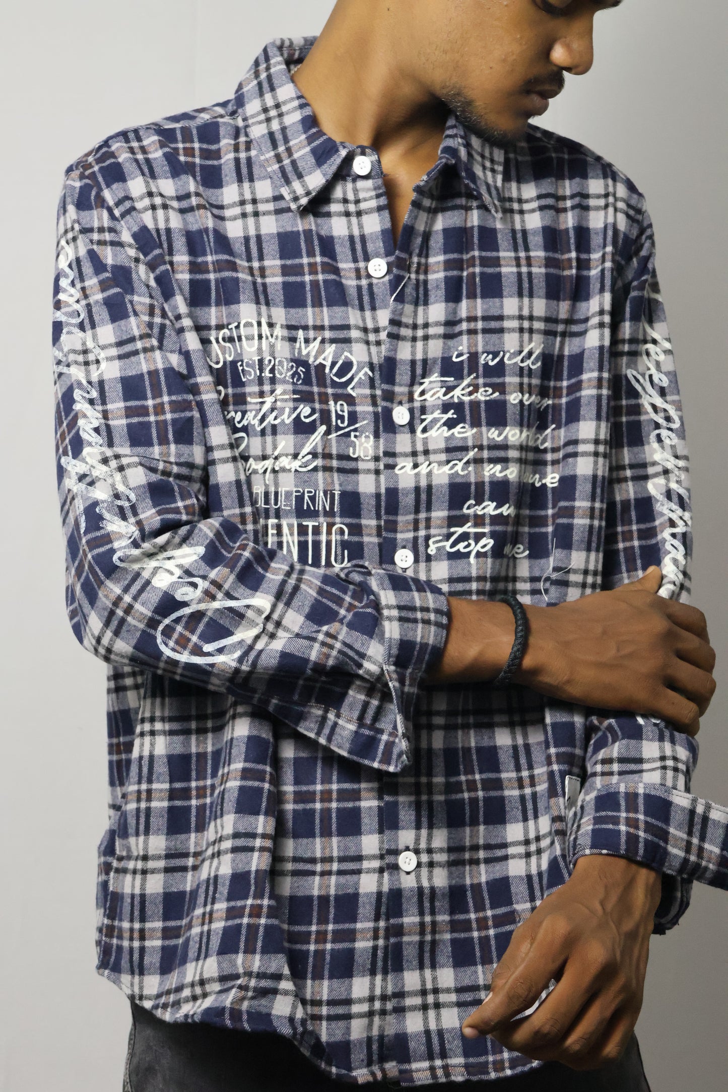 Creative Bodak: The 'Unstoppable' Statement Flannel - Navy Plaid