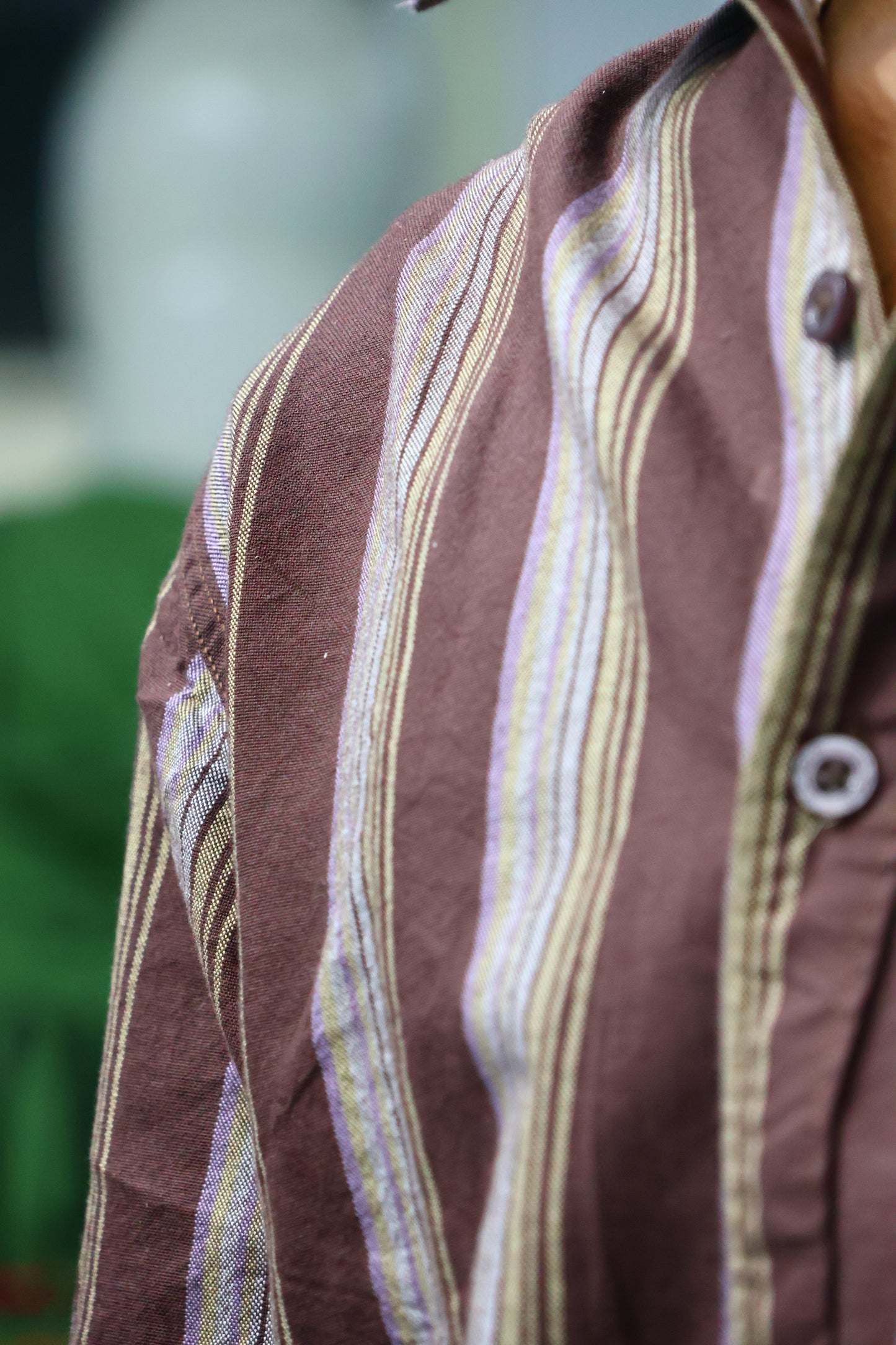 🤎 Brown Vertical Striped Casual Shirt – Lightweight & Stylish