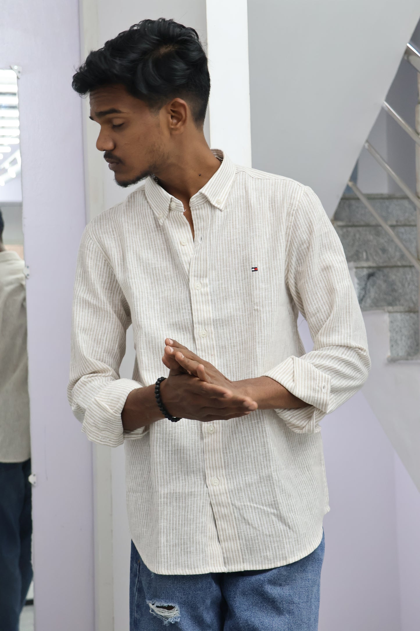 Light Stripe Cotton Shirt – Minimal, Modern & Comfortable