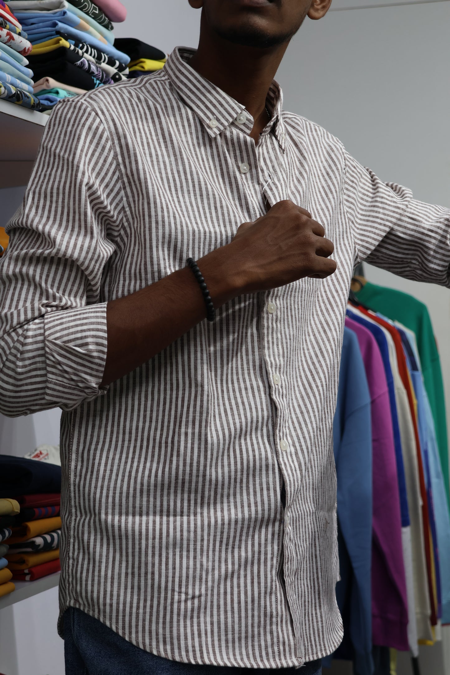 Premium Vertical Stripe Cotton Shirt – Smart Casual Essential