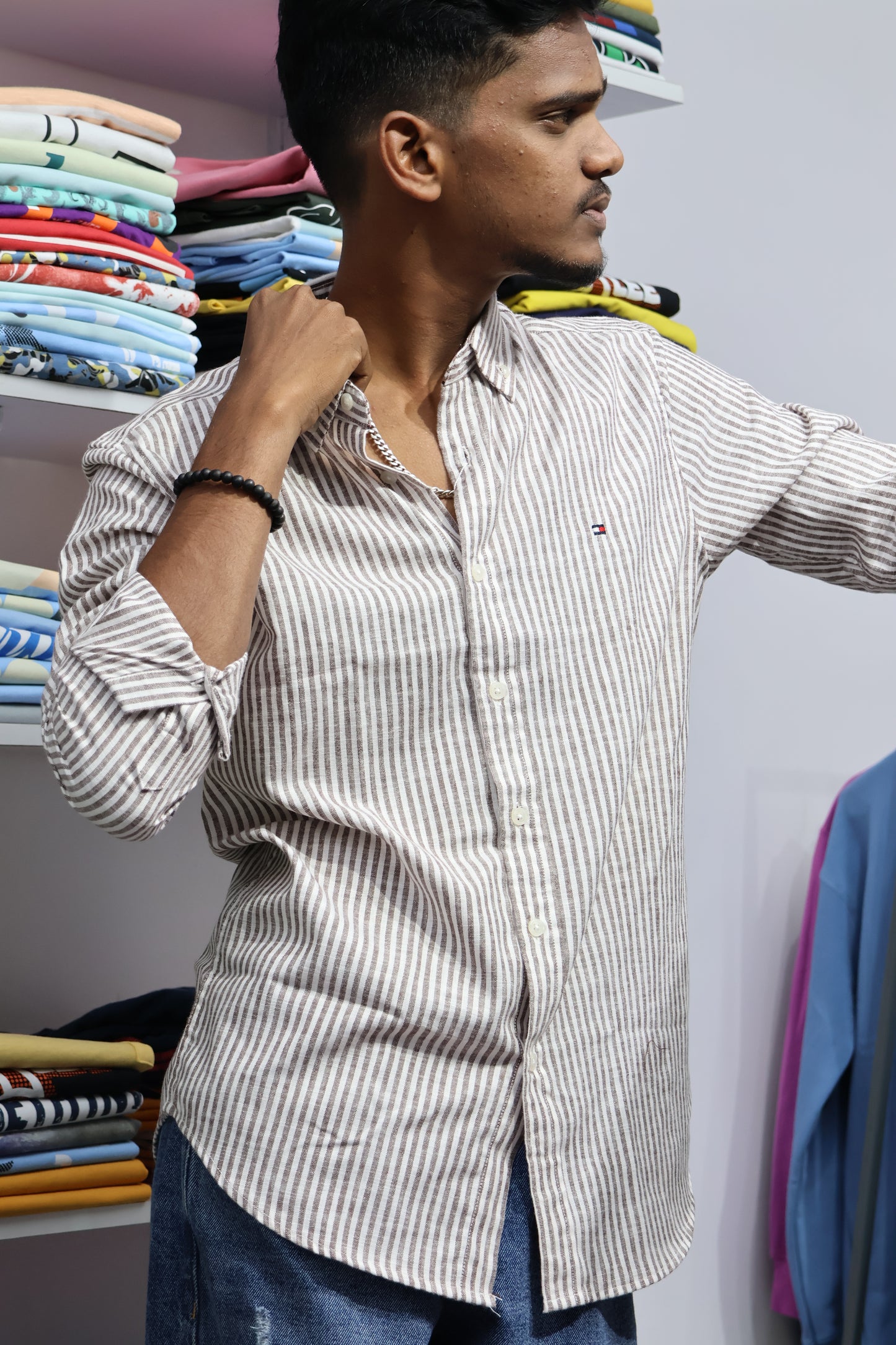 Premium Vertical Stripe Cotton Shirt – Smart Casual Essential