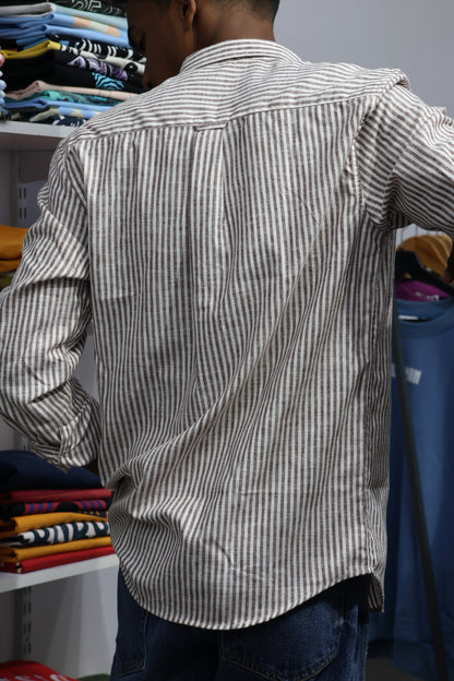Premium Vertical Stripe Cotton Shirt – Smart Casual Essential