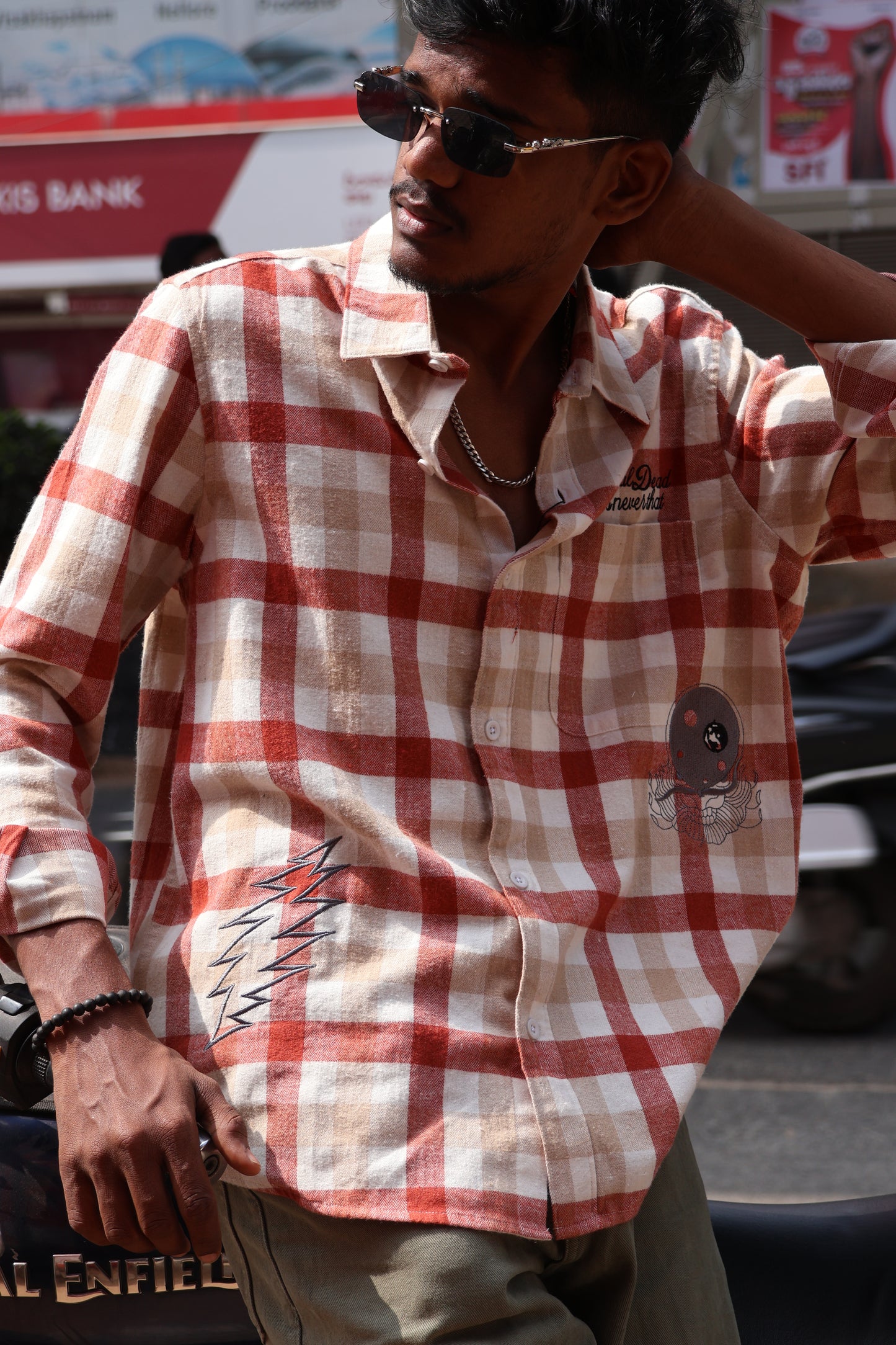 Embroidered Check Shirt – Casual Street Classic