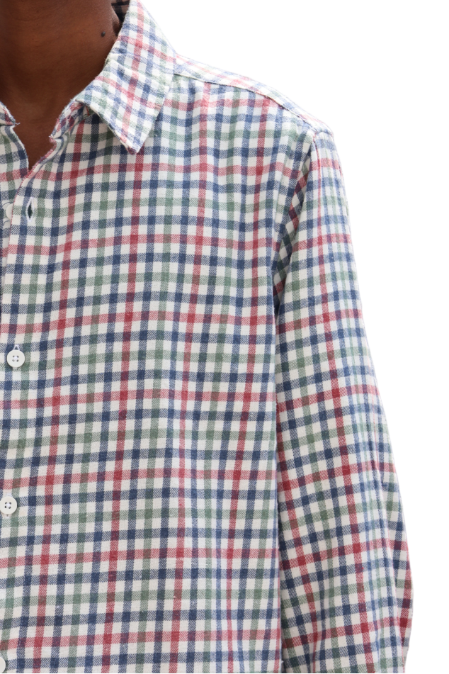 Oversized Multicolor Checked Shirt – Rabble Rousers Back Print (Peach Lettering)
